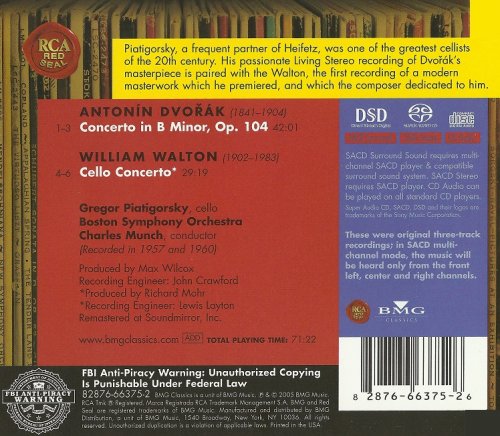 Charles Munch, Gregor Piatigorsky - Dvorak & Walton: Cello Concertos (1957) [2005 SACD]