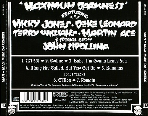 Man - Maximum Darkness (Reissue, Bonus Tracks Remastered) (1975/2008) Lossless