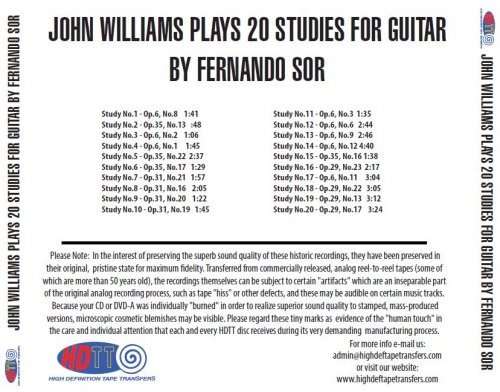 John Williams - 20 Studies by Fernando Sor (1963) [2016] Hi-Res