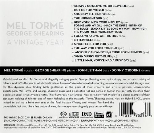 Mel Torme, George Shearing ‎- A Vintage Year (1988) [2003 SACD]