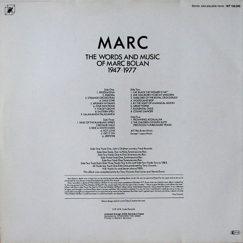 Marc Bolan - The Words And Music Of Marc Bolan 1947-1977 (1978) Vinyl