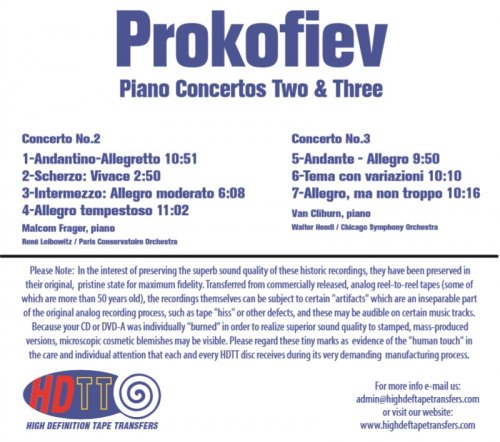 Malcolm Frager, Van Cliburn - Prokofiev: Piano Concertos 2-3 (1960/2014) Hi-Res