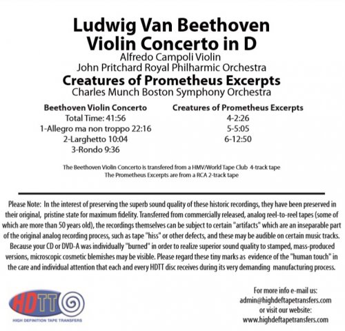 Alfredo Campoli - Beethoven: Violin Conerto in D & Creatures of Prometheus Excerpts (2014) Hi-Res