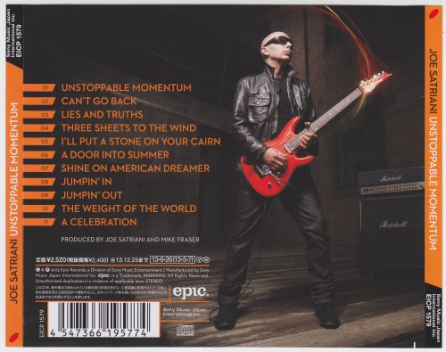 Joe Satriani - Unstoppable Momentum (2013) (EICP 1579, JAPAN) [CD-Rip]