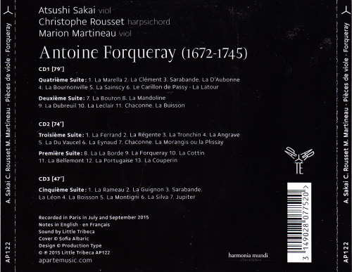 Atsushi Sakai, Christophe Rousset, Marion Martineau - Forqueray: Pieces de Viole (2016) CD-Rip