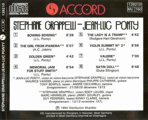 Stephane Grappelli & Jean-Luc Ponty - Stephane Grappelli & Jean-Luc Ponty (1976)