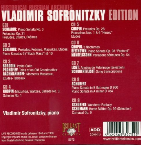 Vladimir Sofronitsky - Vladimir Sofronitsky Edition: Historical Russian Archives (2008) [Box Set 9CDs]