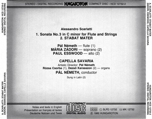 Maria Zadori, Paul Esswood - Scarlatti: Stabat Mater & Flute Sonata in C minor No. 3 (1986)