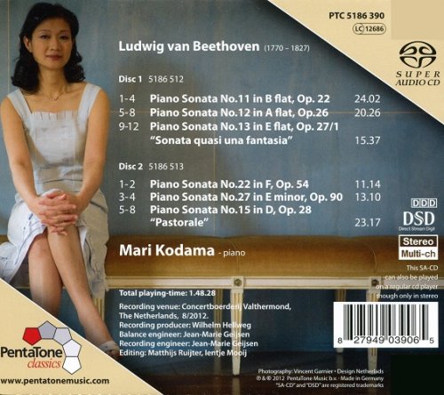 Mari Kodama - Beethoven: Piano Sonatas 11-13, 15, 22, 27 (2012) [SACD]