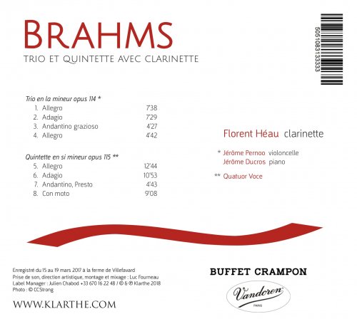 Florent Héau, Jérôme Pernoo, Jérôme Ducros & Quatuor Voce - Brahms - Trio et Quintette avec Clarinette (2020) [Hi-Res]