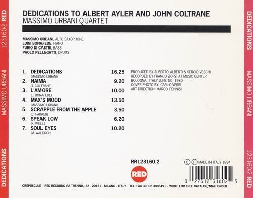 Massimo Urbani Quartet - Dedications To Albert Ayler And John Coltrane + Max's Mood (1994)
