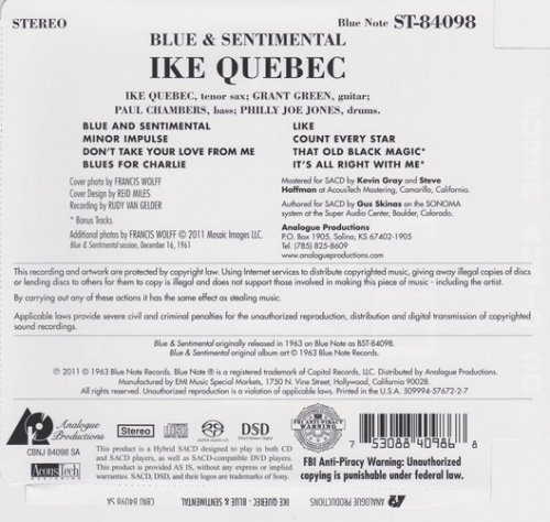 Ike Quebec - Blue & Sentimental (1962) [2011 SACD]