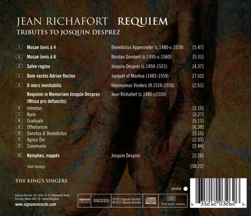 The King's Singers - Jean Richafort: Requiem - Tributes to Josquin Desprez (2013) [Hi-Res]