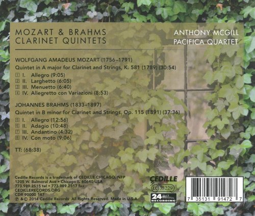 Pacifica Quartet, Anthony McGill - Mozart & Brahms Clarinet Quintets (2014) [Hi-Res]
