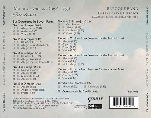 David Schrader, Baroque Band, Garry Clarke - Greene: Overtures (2015) [Hi-Res]