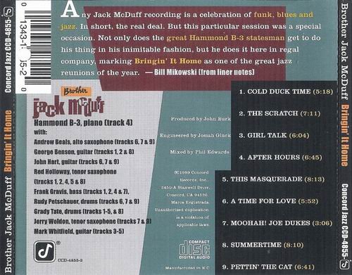 Brother Jack McDuff - Bringin' It Home (1999)