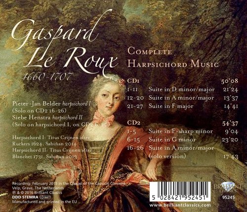 Pieter-Jan Belder & Siebe Henstra - Gaspard le Roux: Complete Harpsichord Music (2016) [Hi-Res]