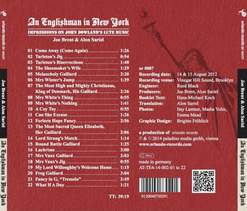 Joe Brent & Alon Sariel - John Dowland - An Englishman in New York (2020) [Hi-Res]
