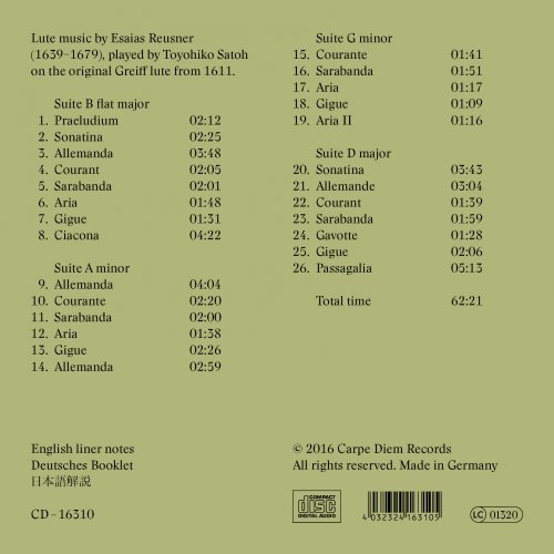 Toyohiko Satoh - Esaias Reusner: Lute Music (2016) [Hi-Res]