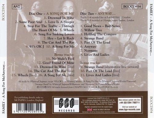 Family -  A Song For Me & Anyway (Reissue) (1970/2009)