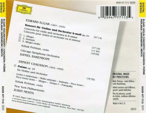 Itzhak Perlman - Elgar: Violin Concerto, Chausson: Poeme (1982) [2007]