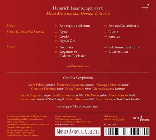 Cantica Symphonia, Giuseppe Maletto - Heinrich Isaac: Missa Misericordias Domini & Motets (2015) [Hi-Res]