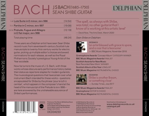 Sean Shibe - J.S. Bach: Lute Works (Arr. for Guitar) (2020) [Hi-Res]
