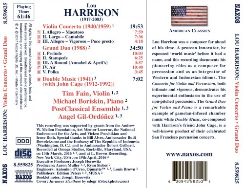 Tim Fain, Tim Fain & Michael Boriskin - Lou Harrison: Violin Concerto, Grand Duo & Double Music (2017) [Hi-Res]
