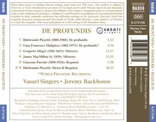 Vasari Singers - De profundis, Miserere & Requiem (2014) [Hi-Res]