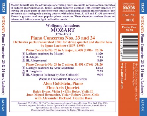 Alon Goldstein, Fine Arts Quartet - Mozart: Piano Concertos Nos. 23 & 24 (Arr. I. Lachner) (2018) [Hi-Res]