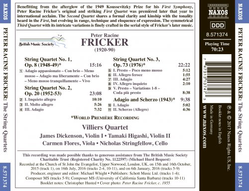 Villiers Quartet - Fricker: The String Quartets (2017) [Hi-Res]