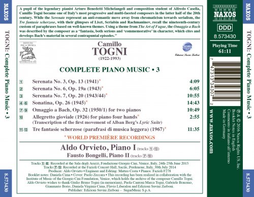 Aldo Orvieto - Togni: Complete Piano Music, Vol. 3 (2016) [Hi-Res]