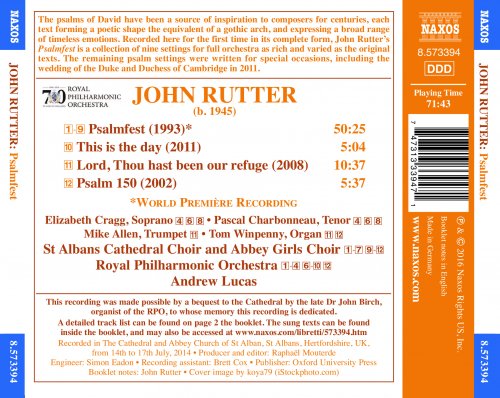 Royal Philharmonic Orchestra, St Albans Cathedral Choir and Abbey Girls Choir, Andrew Lucas - John Rutter: Psalmfest (2016) [Hi-Res]