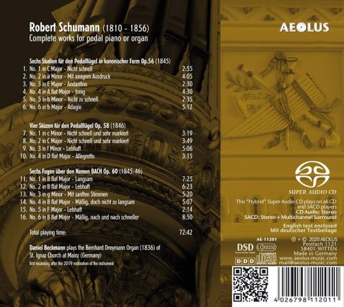 Daniel Beckmann - Robert Schumann: Complete Works for pedal piano or organ (2020) [Hi-Res]