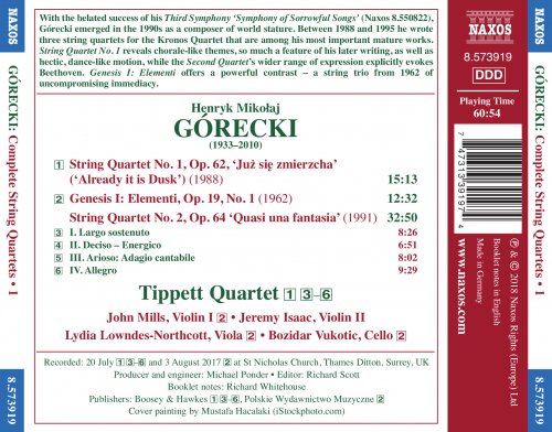 Tippett Quartet - Górecki: Complete String Quartets, Vol. 1 (2018) [Hi-Res]