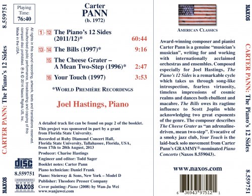 Joel Hastings - Carter Pann: Works for Piano (2014) [Hi-Res]
