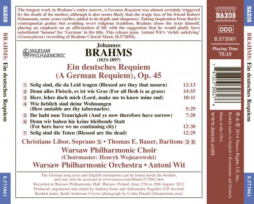 Christiane Libor, Thomas E. Bauer, Warsaw Philharmonic Choir, Warsaw Philharmonic Orchestra, Antoni Wit - Brahms: Ein Deutsches Requiem, Op. 45 (2014) [Hi-Res]