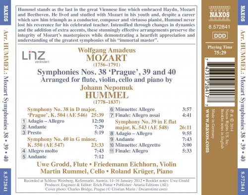 Uwe Grodd, Friedemann Eichhorn, Martin Rummel & Roland Kruger - Mozart: Symphonies Nos. 38, 39, 40 (Arr. Hummel) (2014) [Hi-Res]