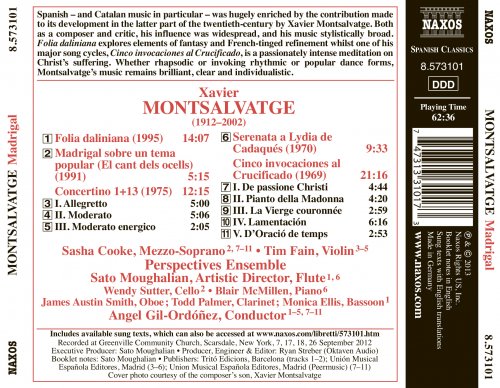Angel Gil-Ordonez, Sato Moughalian, James Austin Smith, Todd Palmer, Monica Ellis, Sasha Cooke, Wendy Sutter, Tim Fain, Blair McMillen - Xavier Montsalvatge: Madrigal (2013) [Hi-Res]