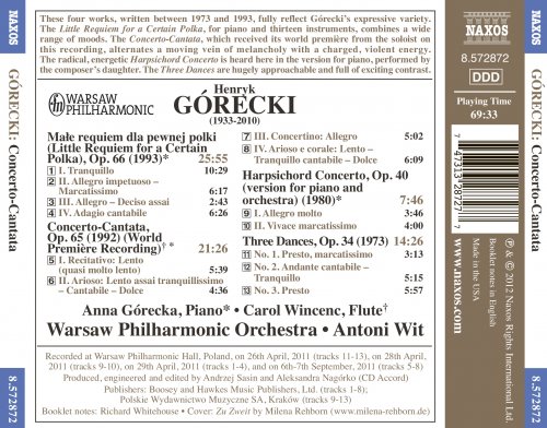 Carol Wincenc, Anna Górecka, Anna Górecka, Warsaw Philharmonic Orchestra, Antoni Wit - Górecki: Concerto-Cantata (2012) [Hi-Res]