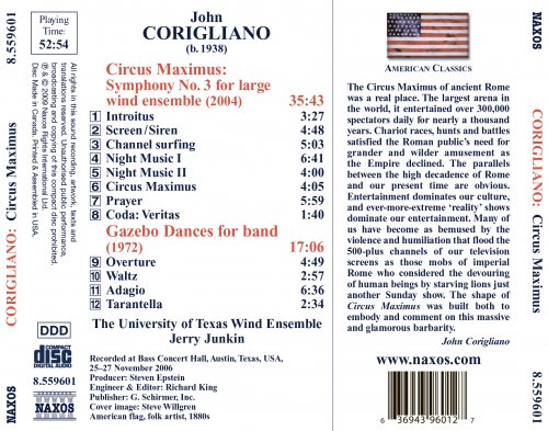 The University of Texas Wind Ensemble, Jerry Junkin - John Corigliano: Symphony No. 3 "Circus Maximus" & Gazebo Dances (2009) [Hi-Res]