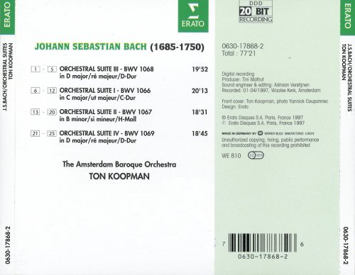 The Amsterdam Baroque Orchestra, Ton Koopman - Johann Sebastian Bach: 4 Orchestral Suites (1997))