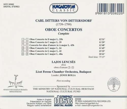 Lajos Lencsés - Dittersdorf: Oboe Concertos (2002)