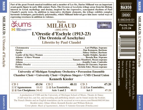 University of Michigan Symphony Orchestra, Percussion Ensemble & University Choirs - Milhaud: L'Orestie d'Eschyle (2014) [Hi-Res]