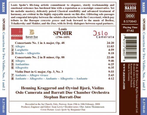 Henning Kraggerud, Øyvind Bjorå, Oslo Camerata, Barratt Due Chamber Orchestra, Stephan Barratt-Due - Spohr - Concertos for Two Violins, Nos. 1 and 2 (2010) [Hi-Res]