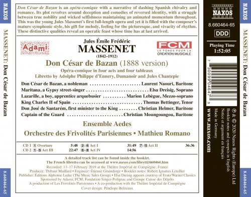 Laurent Naouri, Elsa Dreisig, Marion Lebègue, Thomas Bettinger, Christian Helmer, Christian Moungoungou, Ensemble Aedes, Orchestre des Frivolités Parisiennes, Mathieu Romano - Massenet: Don César de Bazan (1888 Version) (2020) [Hi-Res]