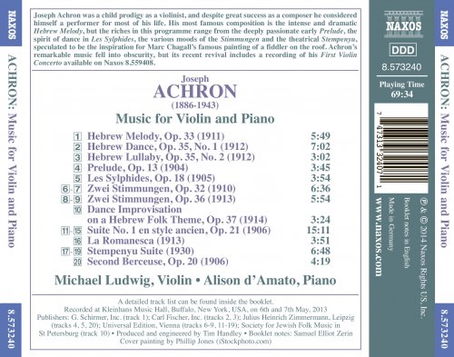 Michael Ludwig & Alison d’Amato - Joseph Achron: Music for Violin and Piano (2014) [Hi-Res]
