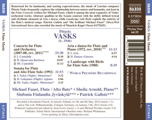 Michael Faust, Sheila Arnold, Sinfonia Finlandia Jyväskylä, Patrick Gallois - Pēteris Vasks: Flute Concerto (2013) [Hi-Res]