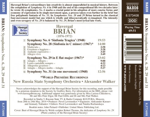 New Russia State Symphony Orchestra, Alexander Walker - Havergal Brian: Symphonies Nos. 6, 28, 29 & 31 (2015) [Hi-Res]