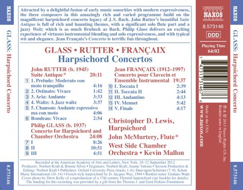 Christopher D. Lewis, John McMurtery, West Side Chamber Orchestra, Kevin Mallon - Glass, Rutter & Françaix: Harpsichord Concertos (2013) [Hi-Res]